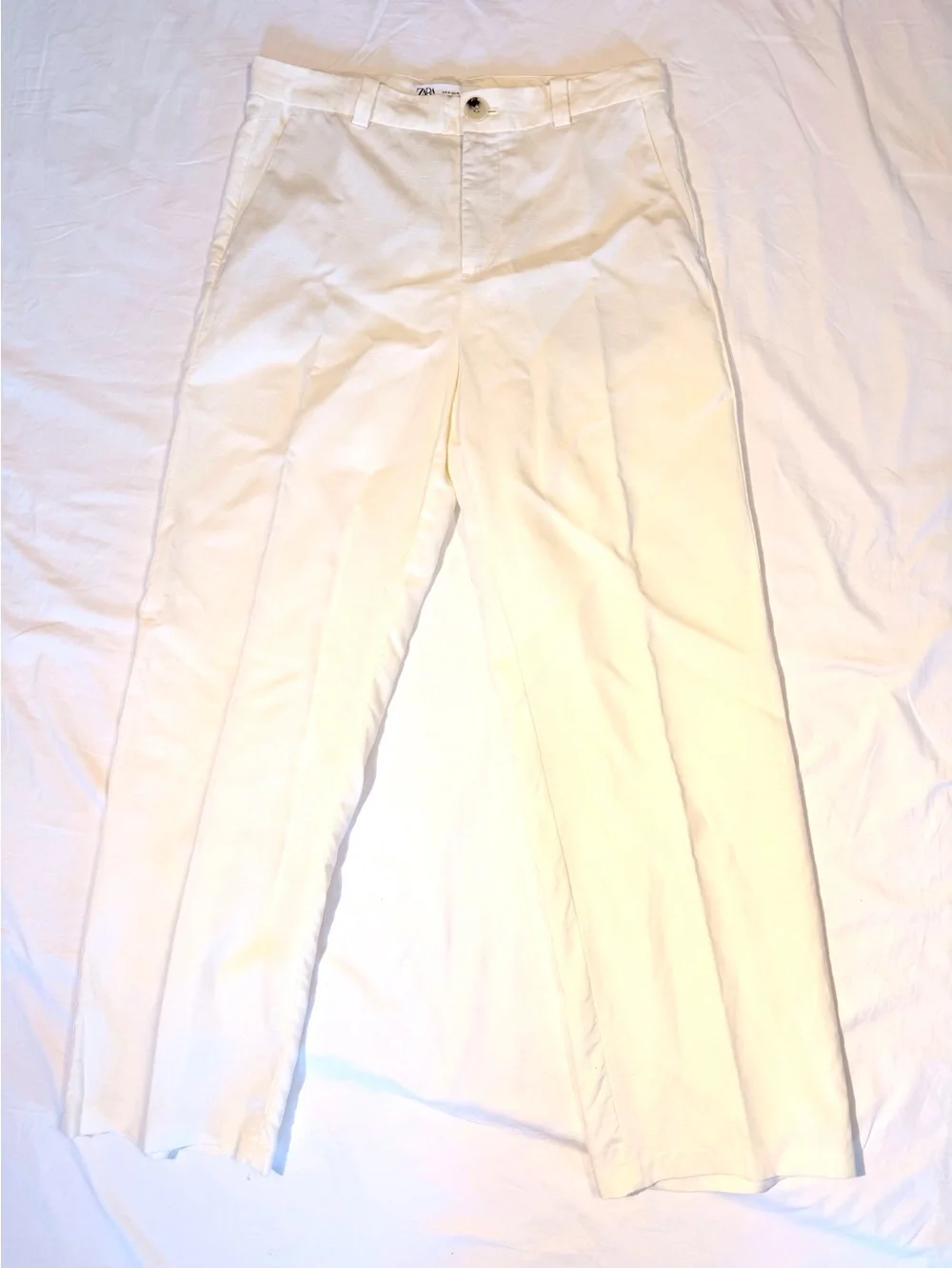 ZARA Ivory Straight Leg Trousers